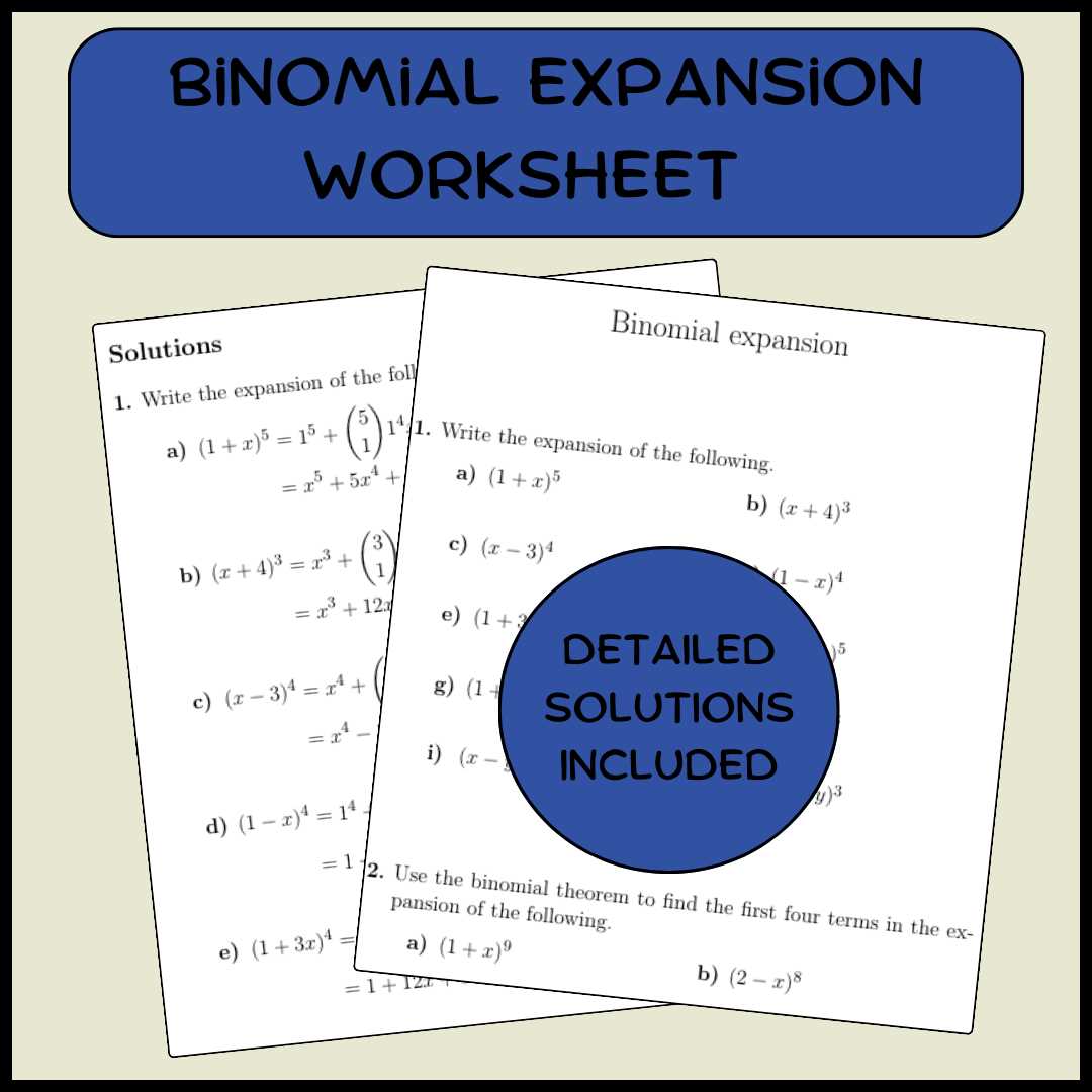 binomial theorem worksheets