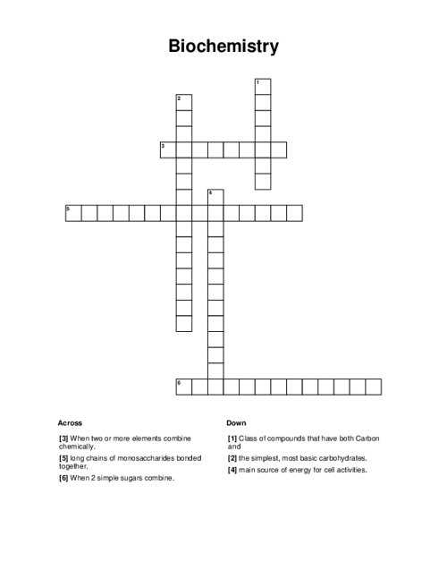 biochemistry worksheet