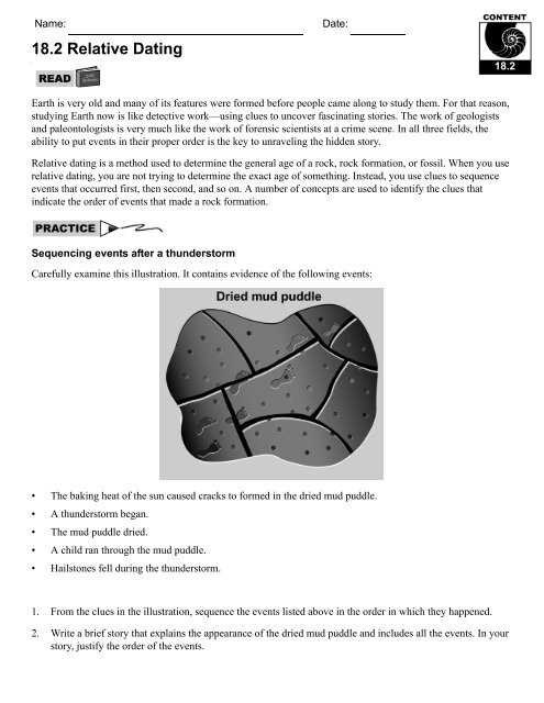 biology relative dating worksheet