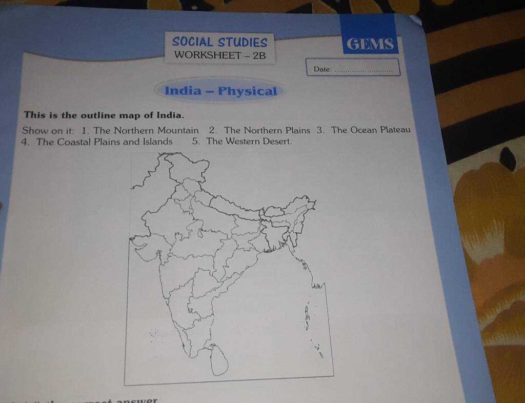 blank map of india worksheet