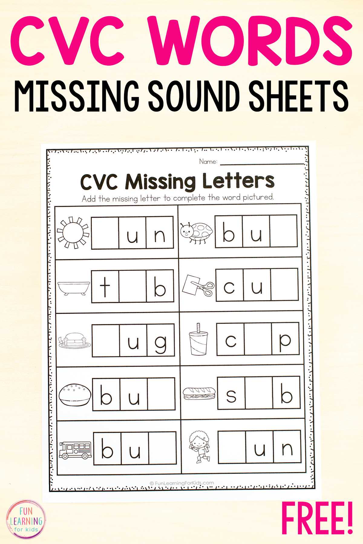blending cvc words worksheets