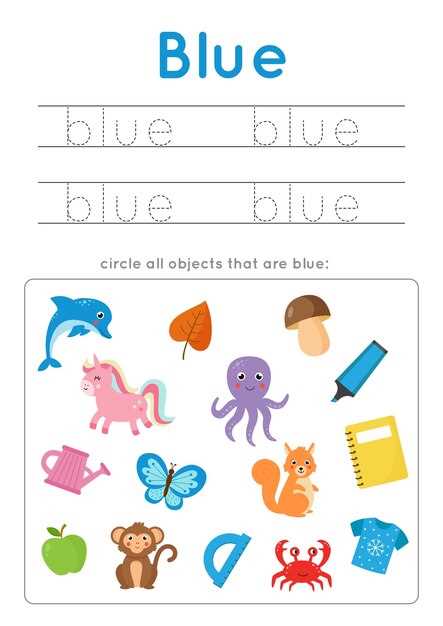 blue objects worksheets