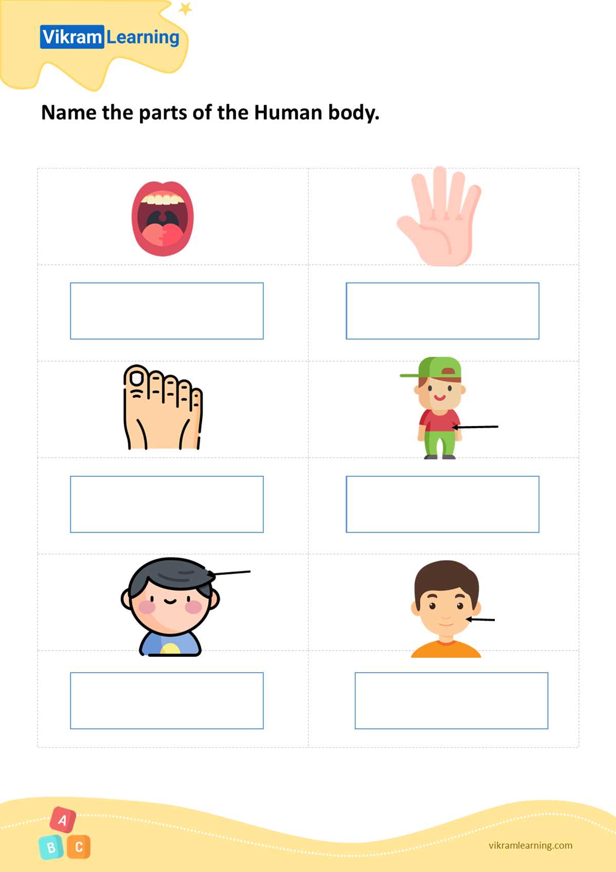 body parts worksheet for ukg