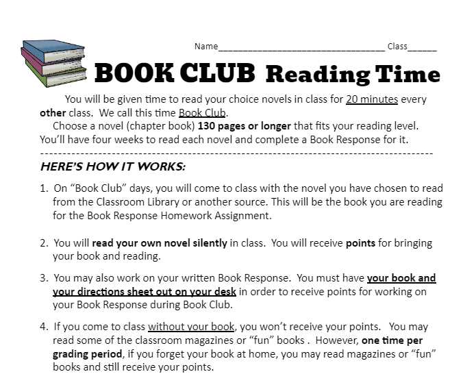 book club worksheet