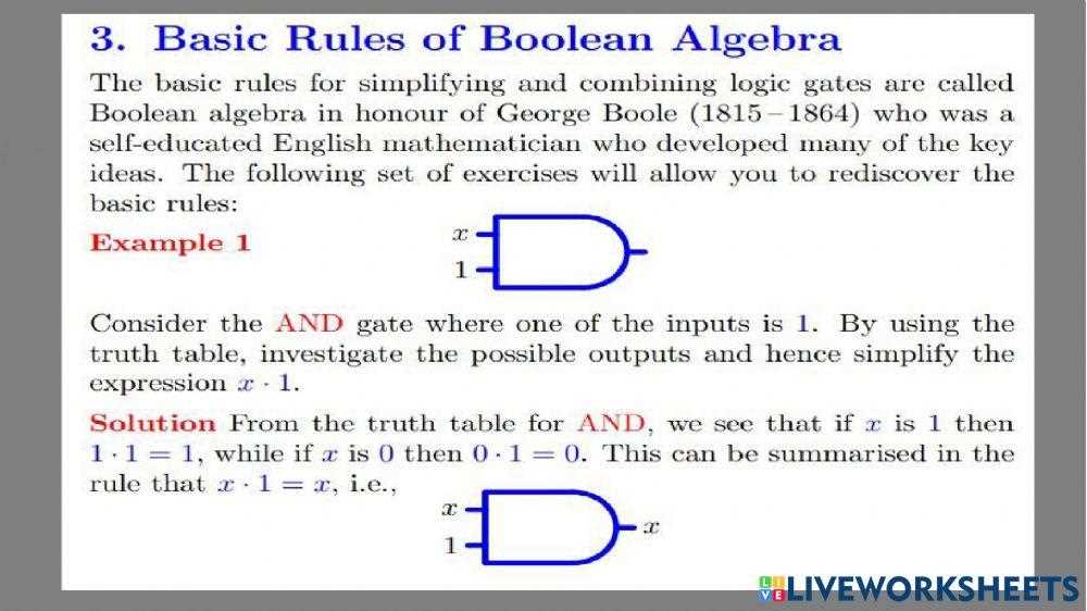 boolean logic practice worksheet
