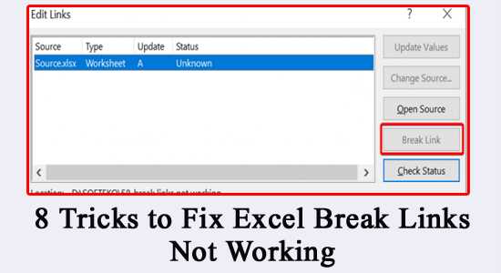 break links between worksheets excel