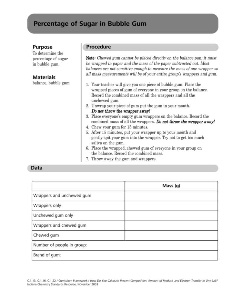 bubble gum experiment worksheet