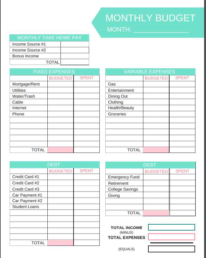 budget helper worksheet