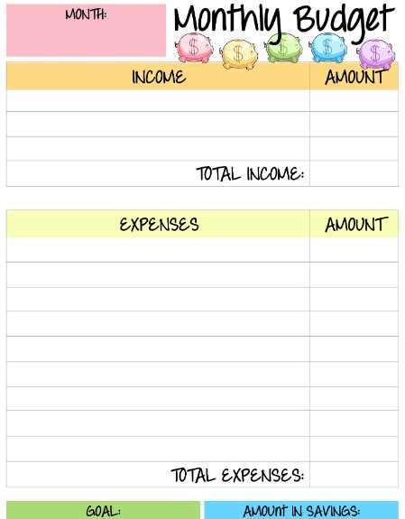budgeting worksheet for kids