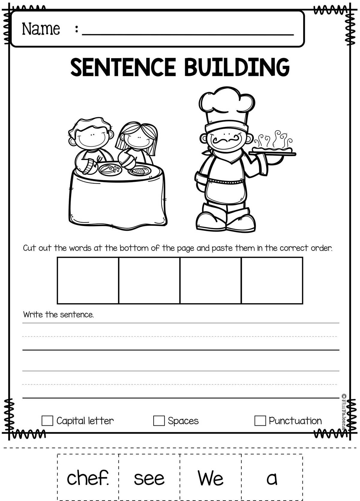 build sentences worksheets