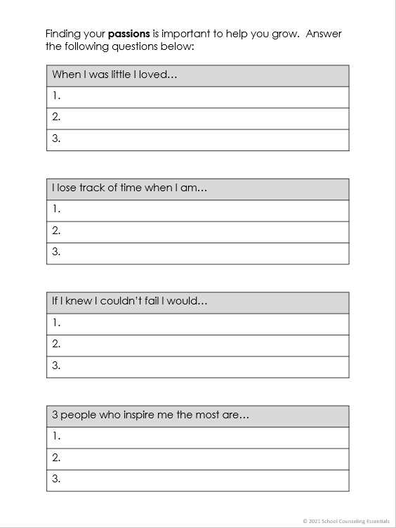 building self confidence worksheets