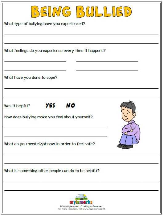 bullying worksheet for kids