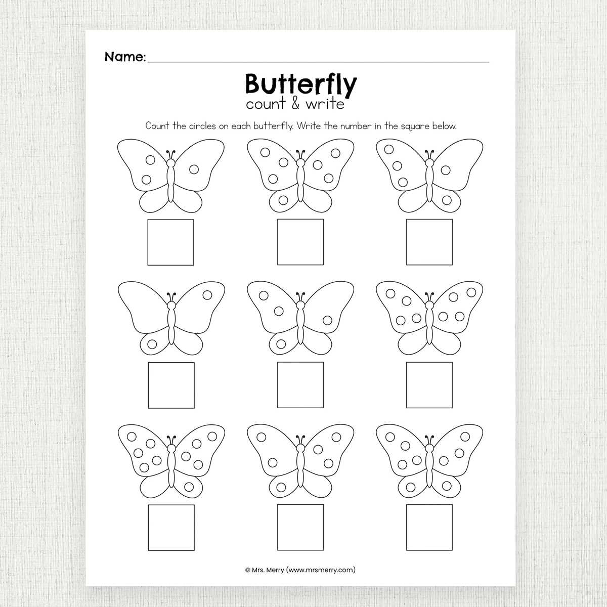 butterfly preschool worksheets