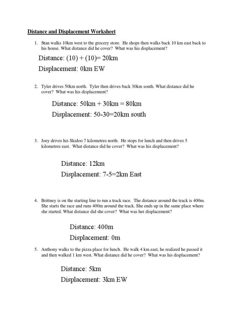 calculating distance and displacement worksheet