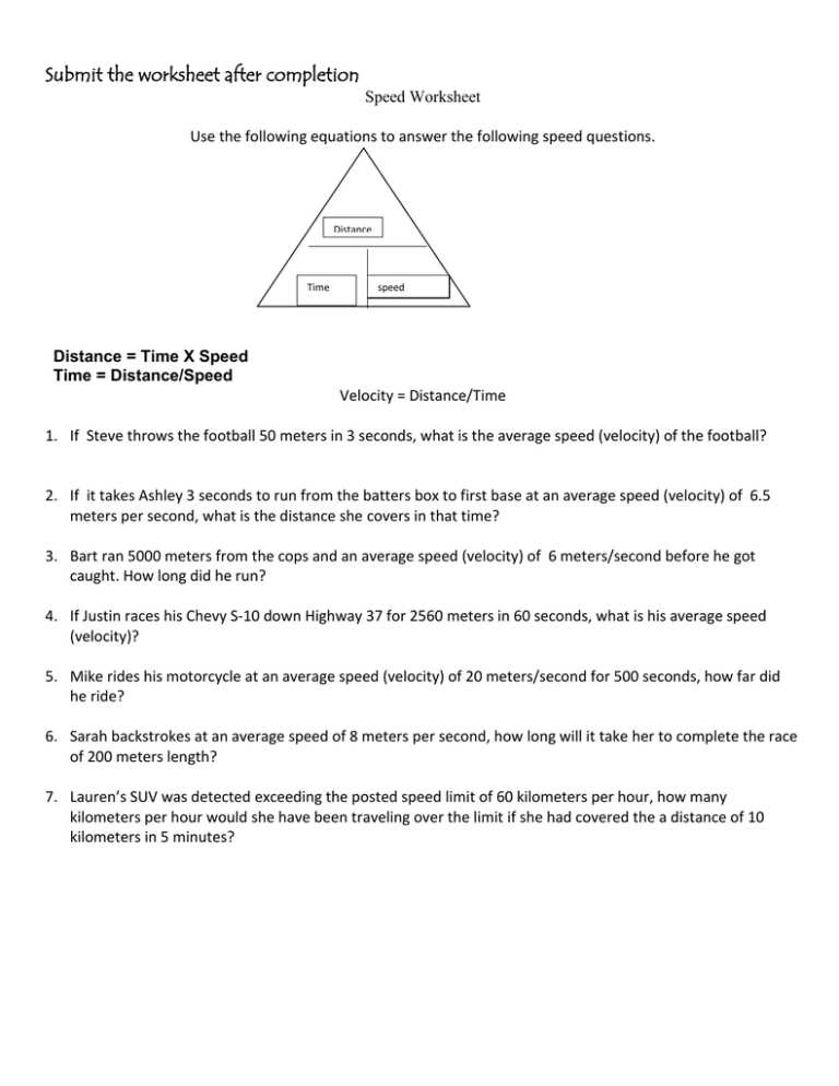calculating distance worksheet