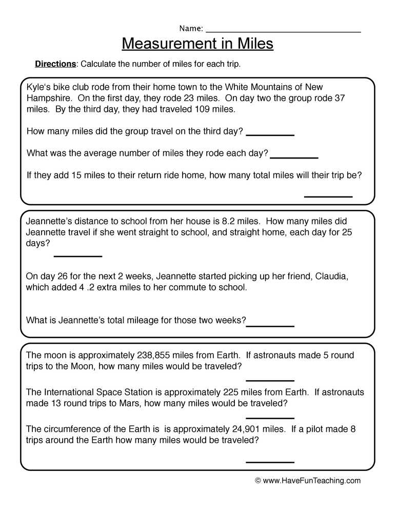 calculating distance worksheet