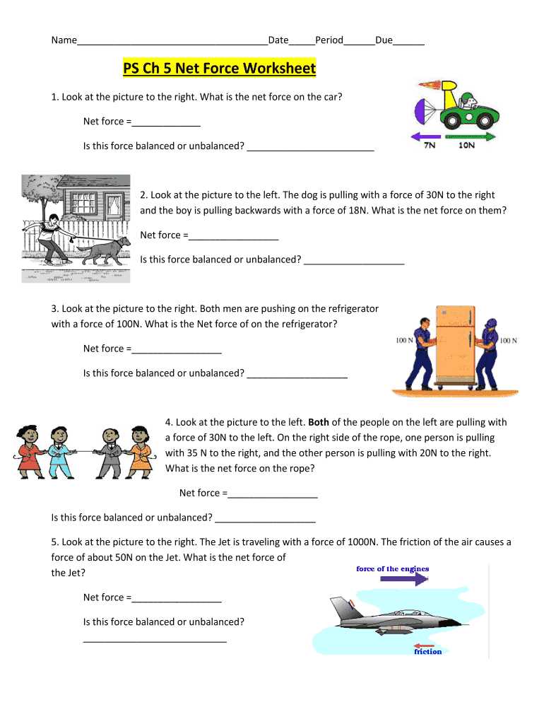 calculating net force worksheet