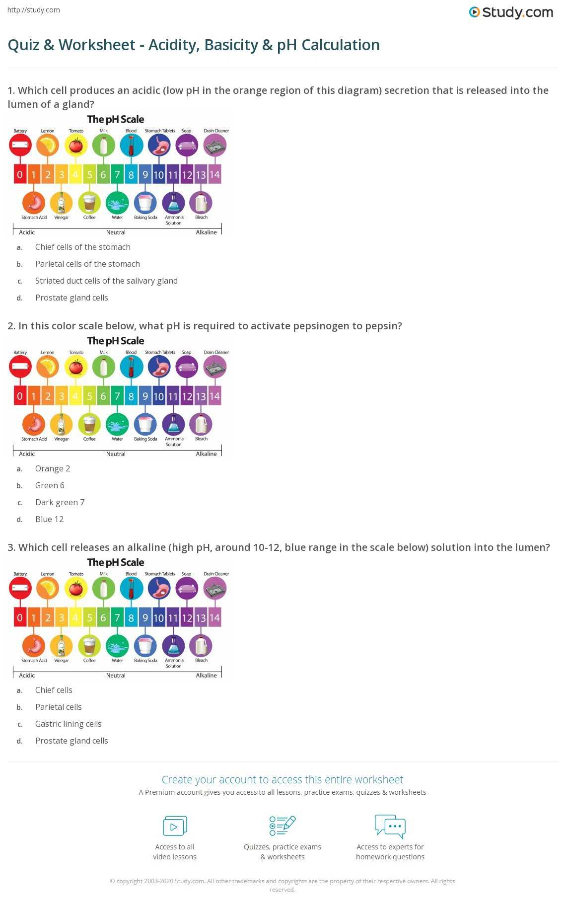 calculating ph worksheet