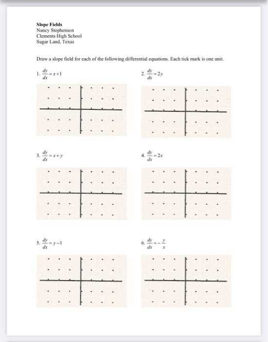 calculus slope fields worksheet