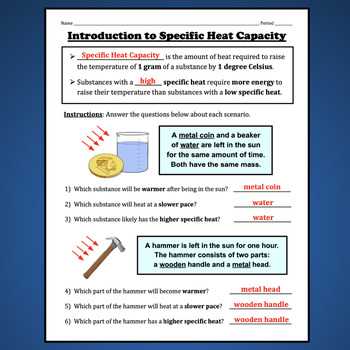calorimetry worksheet pogil