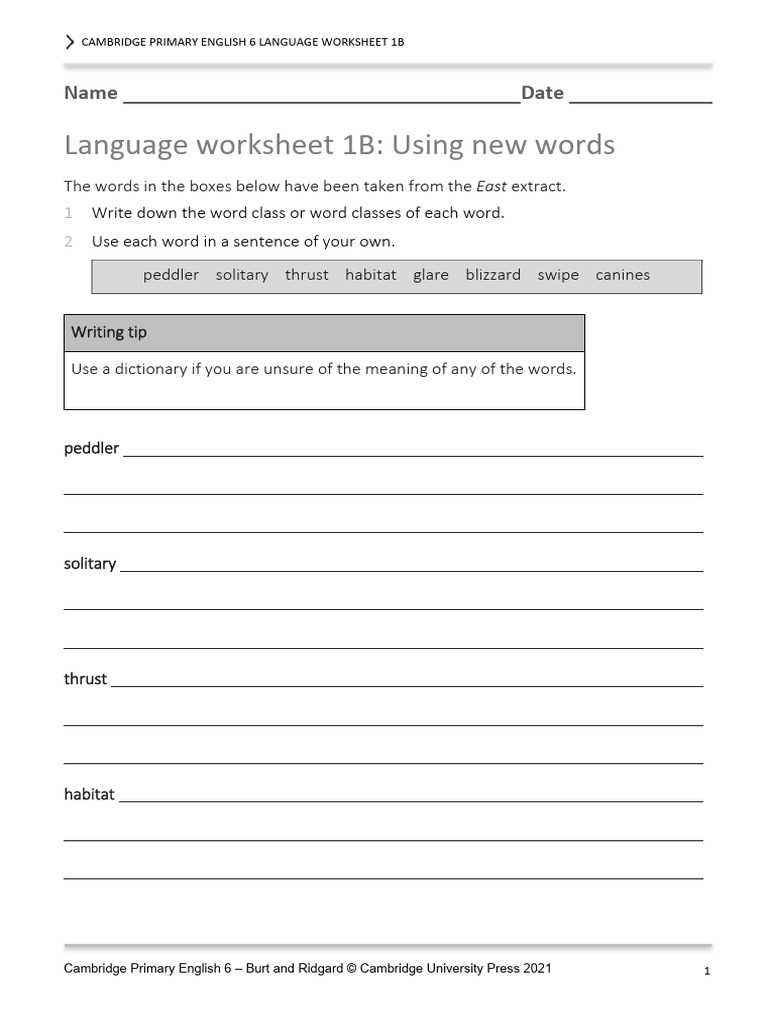 cambridge primary english worksheets