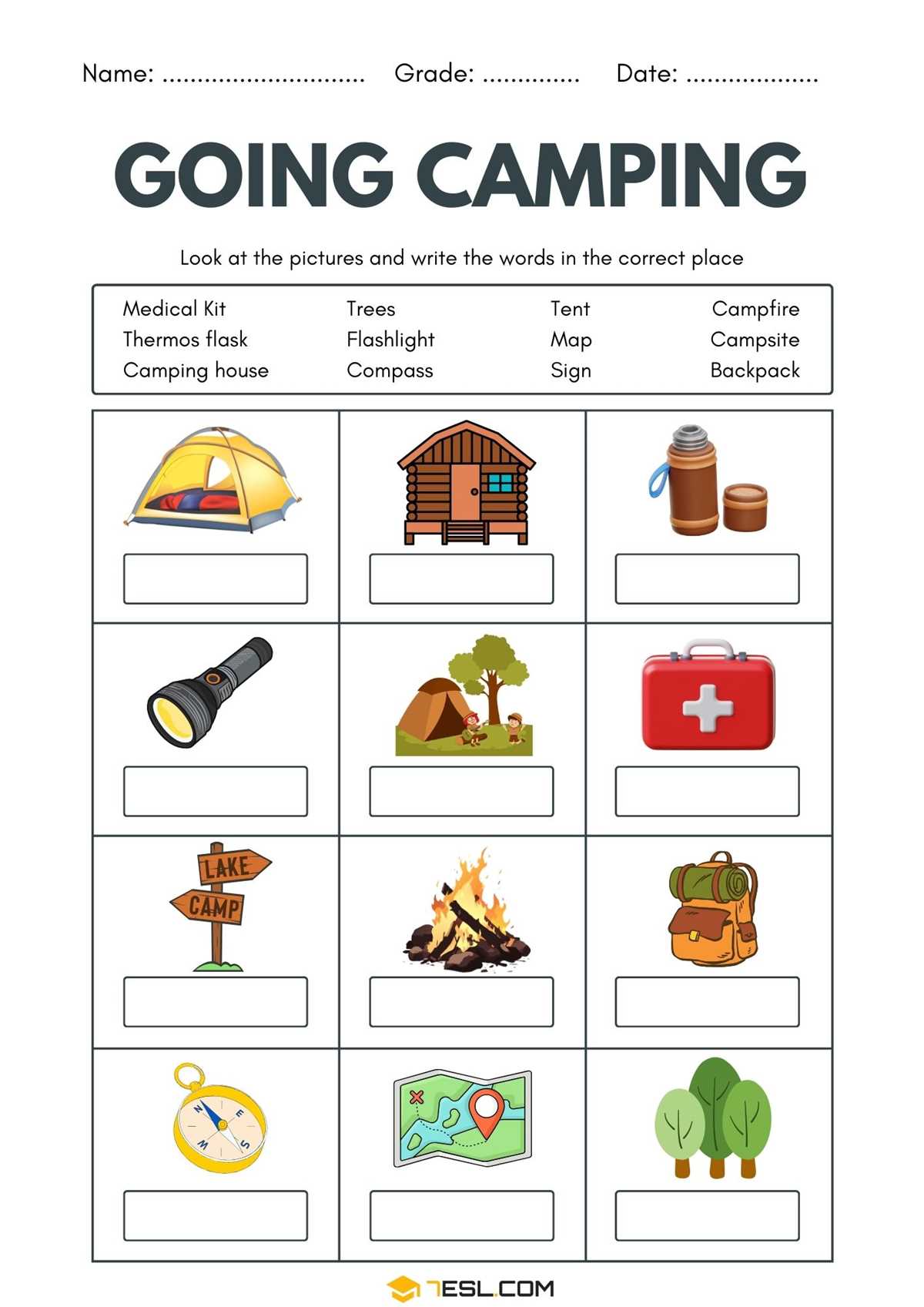 camping themed worksheets