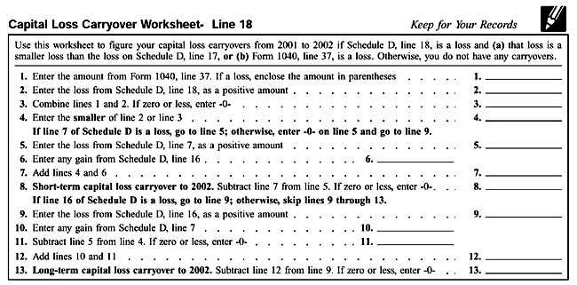 capital loss carryover worksheet