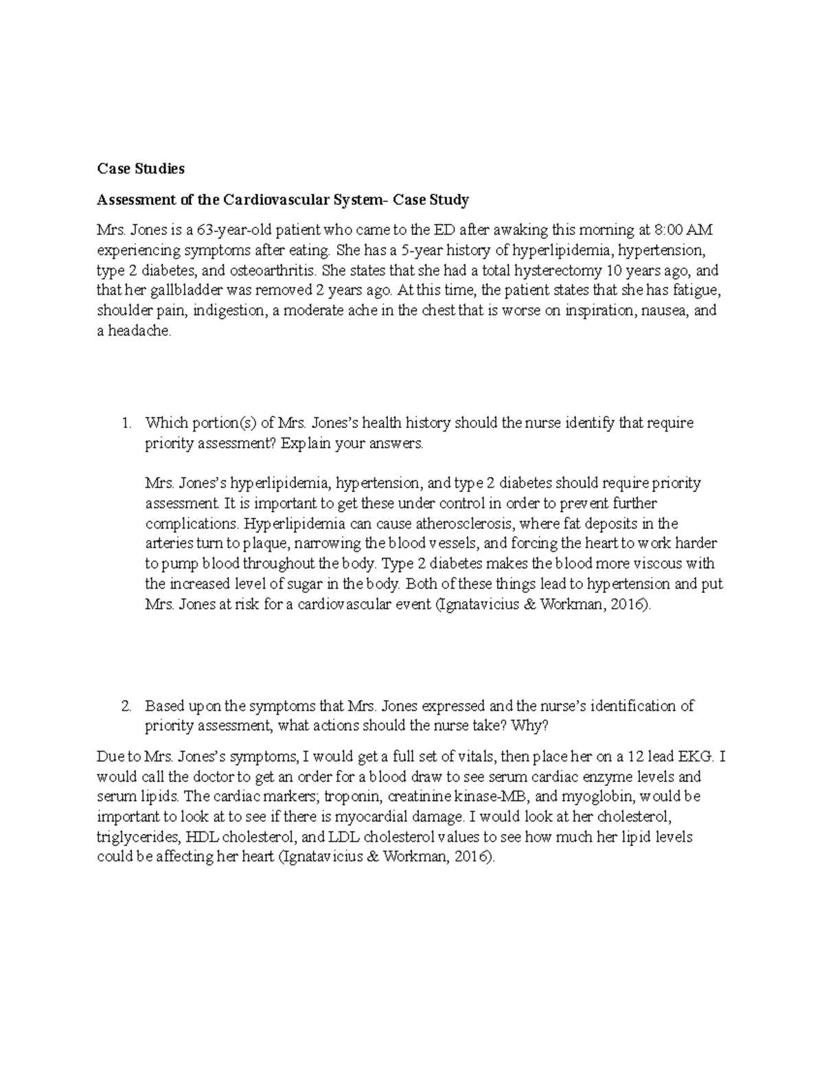 cardiovascular case study worksheet