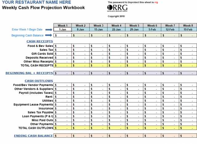 cash flow worksheet