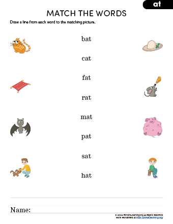 cat bat mat words worksheets