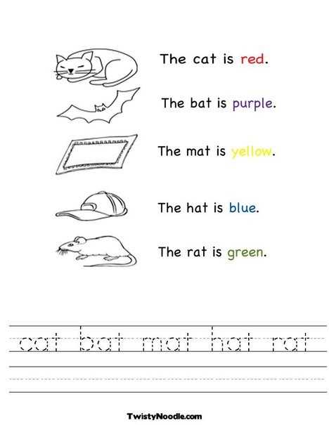 cat bat mat words worksheets