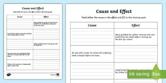 cause and effect picture worksheets for kindergarten