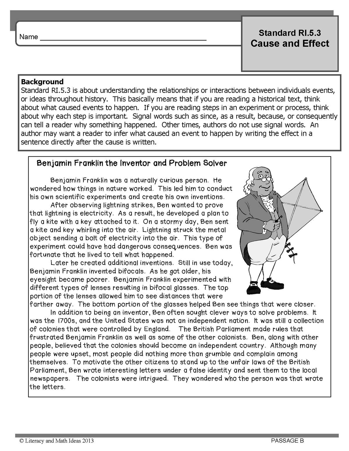 cause and effect worksheet grade 5