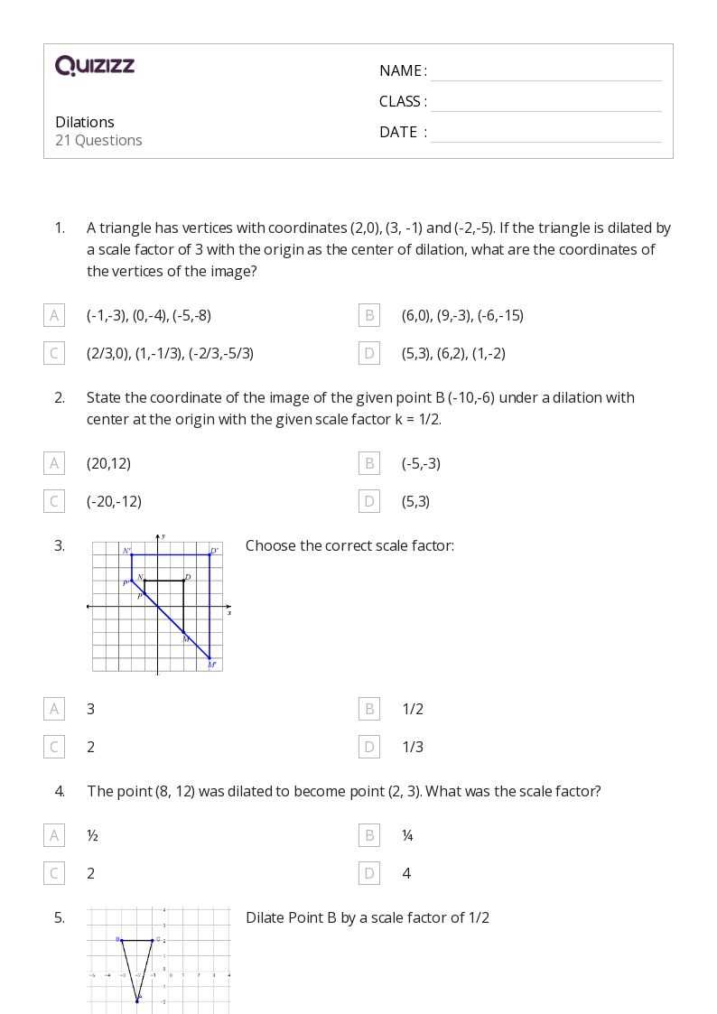 center of dilation worksheet