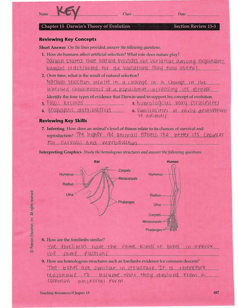 chapter 15 darwins theory of evolution worksheet