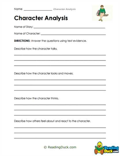 character analysis reading comprehension worksheet