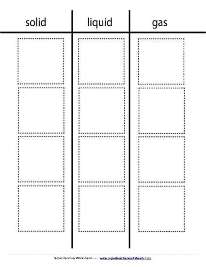 characteristics of solid liquid and gas worksheet