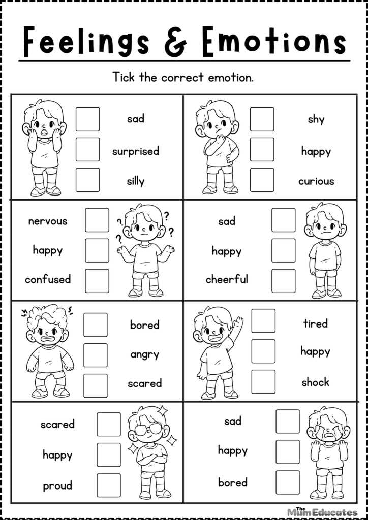 characters feelings worksheets