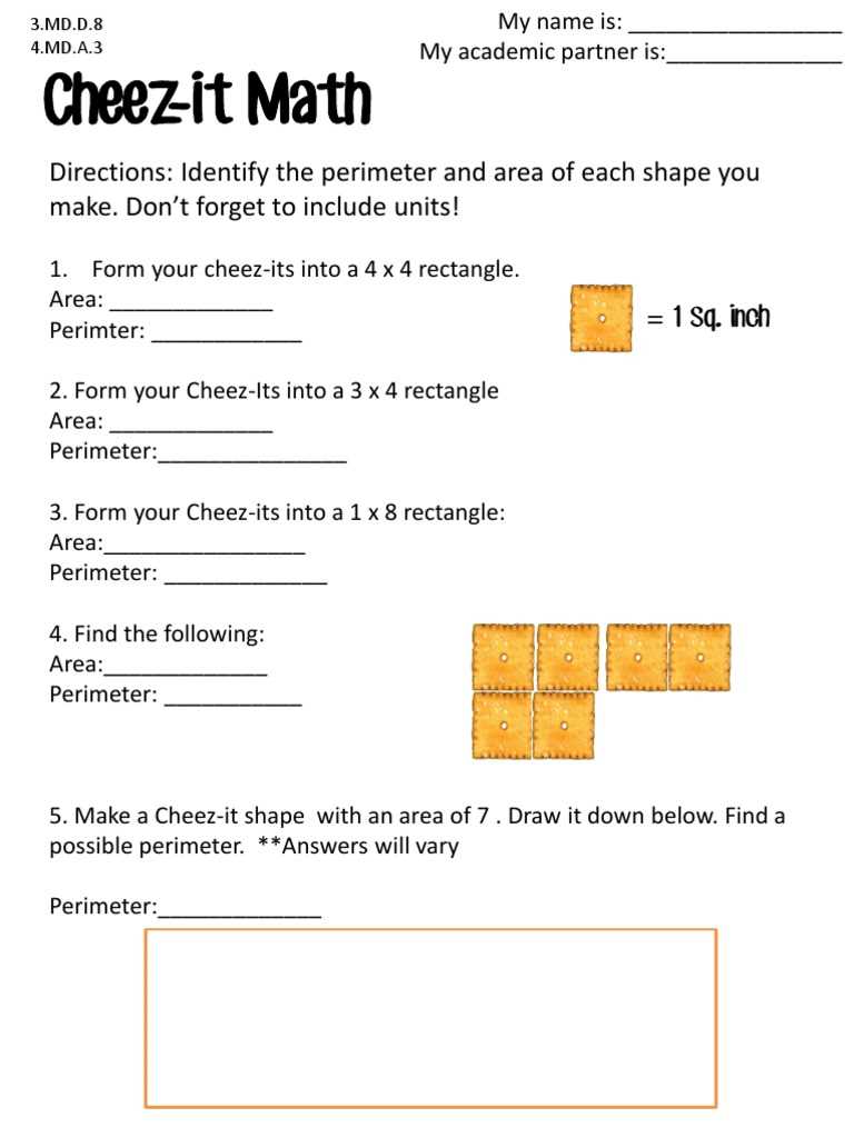 cheez it math worksheet