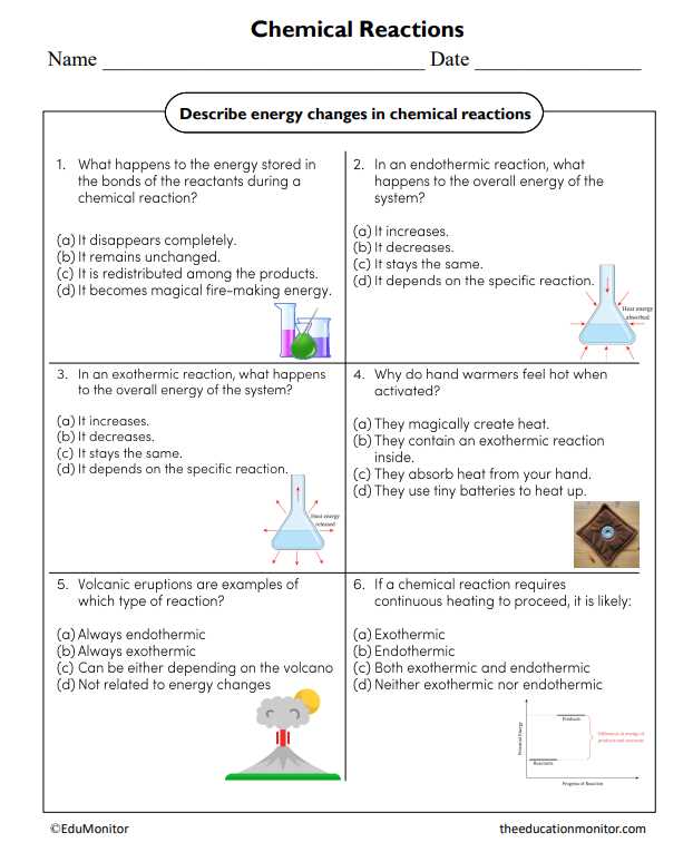 chemical reaction worksheets