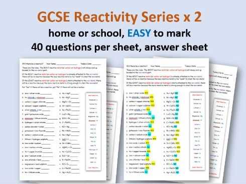 chemical reactivity worksheet