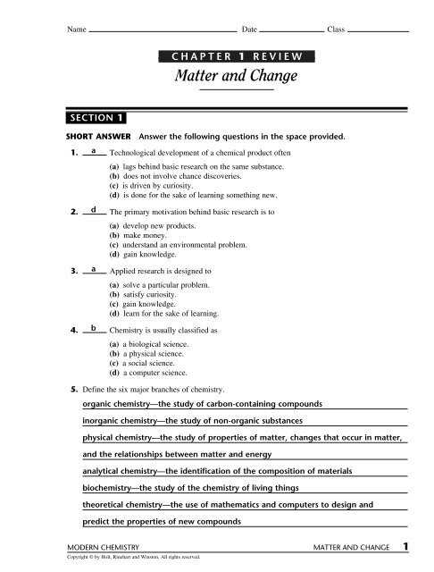 chemistry 1 worksheet classification of matter and changes