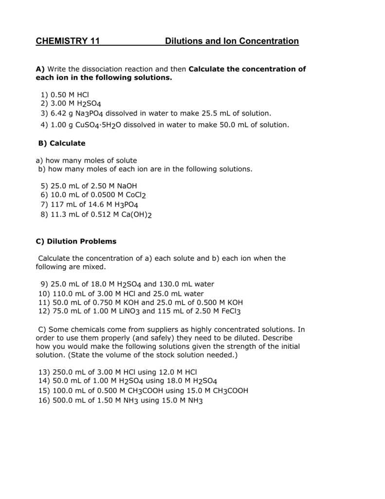 chemistry concentrations worksheet
