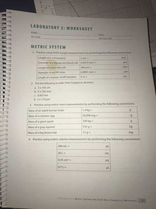 chemistry measurement worksheet