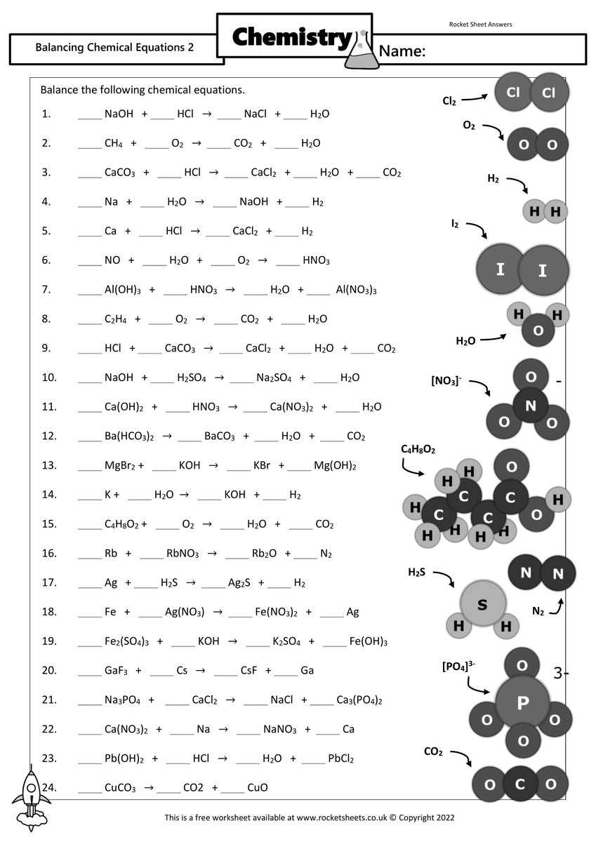 chemistry reaction equations worksheet 1