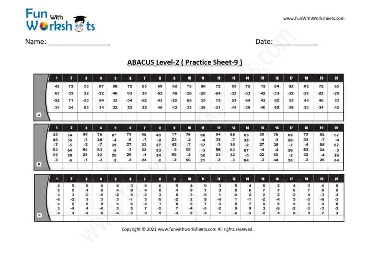 chinese abacus worksheets