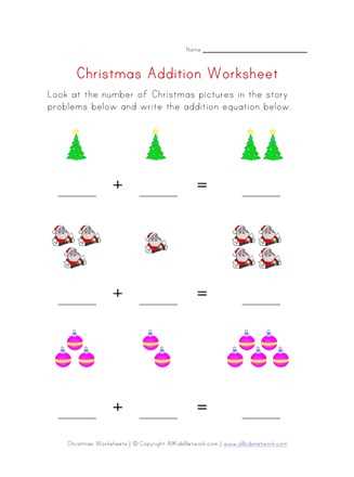 christmas addition worksheets kindergarten