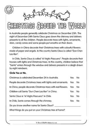 christmas around the world worksheets free
