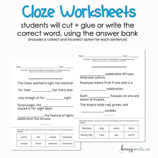 christmas cloze worksheet