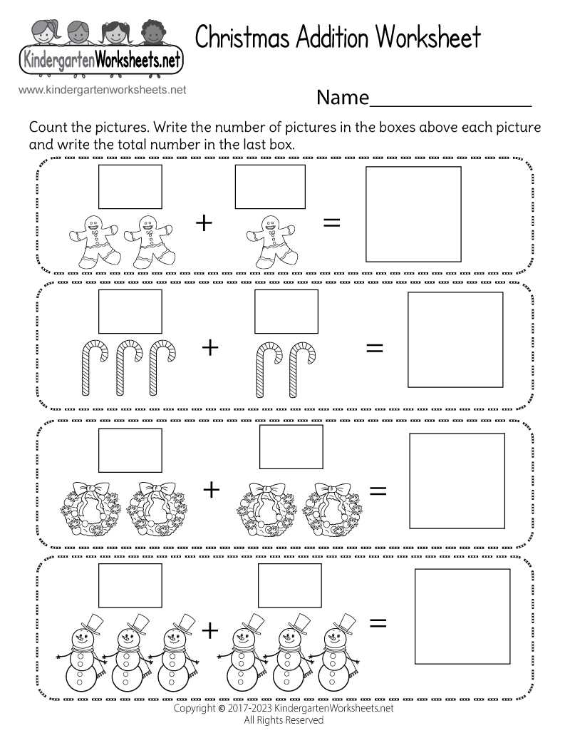 christmas counting worksheets for kindergarten